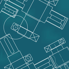 Mechanical Engineering drawing. Blueprints. Mechanics. Engineer Drawing Background. Mechanical Web Element. Vector Abstract Background.