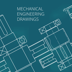 Mechanical Engineering drawing. Blueprints. Mechanics. Engineer Drawing Background. Mechanical Web Element. Vector Abstract Background.
