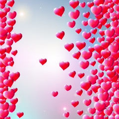 Valentines Day background with scattered gem hearts