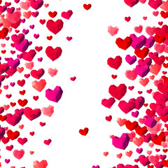 Valentines Day background with scattered triangle hearts