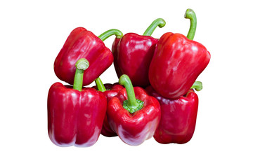 Red sweet peppers isolated on white background.