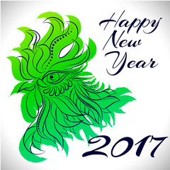 NewYear bird symbol of 2017 year,Head of Rooster - Chinese bird zodiac animal sign, vector illustration.Green Rooster oriental bird - Chinese zodiac year symbol of 2017,chinese NewYear celebration.