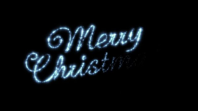 Merry Christmas Beautiful Text Animation Isolated on Black Background. Stars in the Sky. HD 1080.