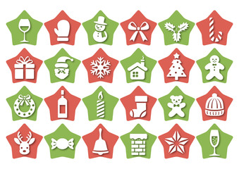 Obraz premium 星型のクリスマスアイコンセット