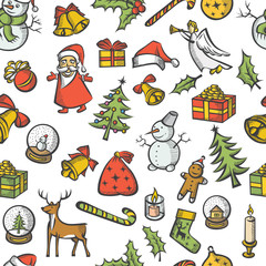 Christmas objects and elements seamless pattern
