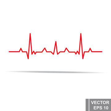 Heart rhythm. Cardiogram. Isolated on white background. Icon.
