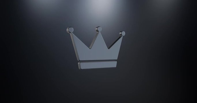 Animated Crown Black 3d Icon Loop Modules for edit with alpha matte
