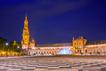 Naklejka premium Seville Plaza de Espana sunset Andalusian Sevilla