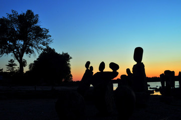 Fototapeta na wymiar Rock sculptures at sunset 