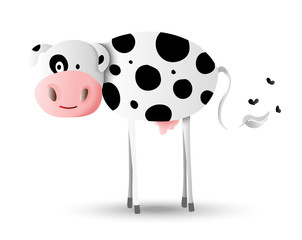 Cartoon illustration design of happy farm cow