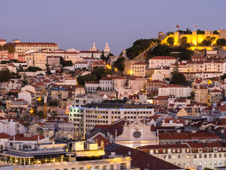 Fototapeta premium Cityscape of Lisbon, Portugal, seen from Miradouro Sao Pedro de