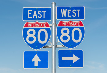 Signs for US highway 80 east and west
