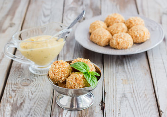 Dessert on a wooden background.