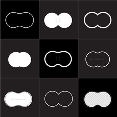 Set of virtual reality glasses screen vector frame template.