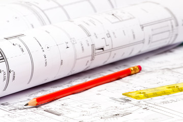 The architectural design of the house on paper