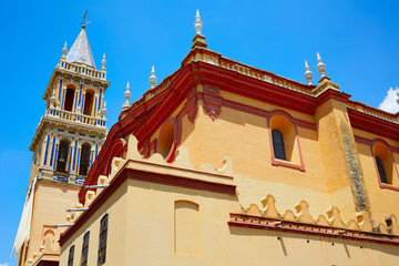 Fototapeta na wymiar Triana barrio in Seville Santa Ana church spain