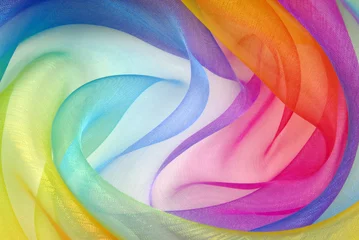 Printed kitchen splashbacks Dust organza fabric in rainbow color