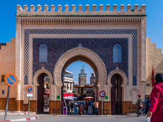 Naklejka premium Blaues Tor (Bab Bou Jeloud) in Fès; Marokko