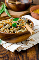 Buckwheat stewed with mushrooms
