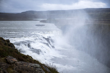 Beautiful big Gullfoss waterfall in Iceland