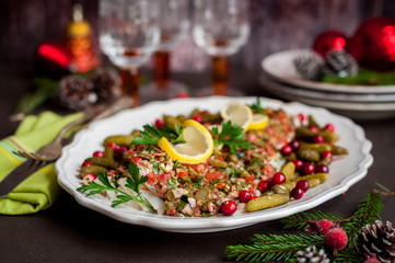 Tomato, Herb, Nut and Gherkin Cod Fish