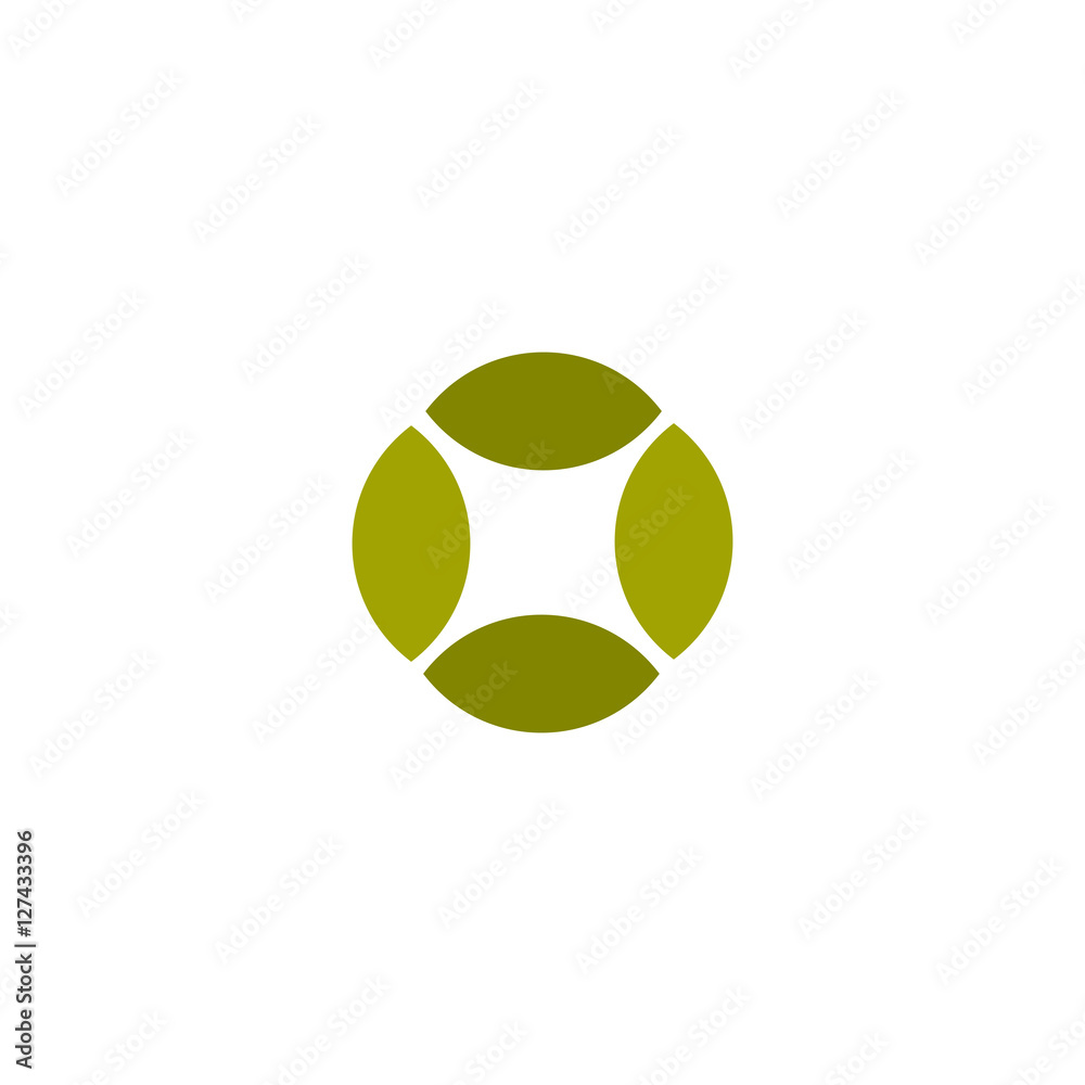 Poster Islated green abstract logo. Rhombus shape logotype. Frame icon. Photo lens sign. Decorative element. Web symbol. Vector illustration.