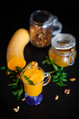 pumpkin smoothie with nuts and honey