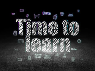 Time concept: Time to Learn in grunge dark room