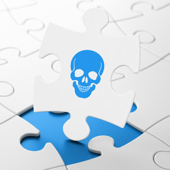 Healthcare concept: Scull on puzzle background