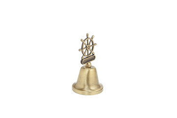 Fototapeta premium brass bell with nautical décor on white background
