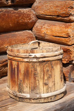Traditional wooden barrel