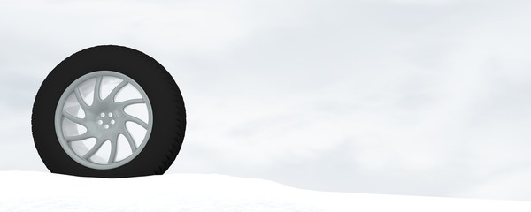 Obraz na płótnie Canvas Snow Ice Tire concept 3d rendering illustration