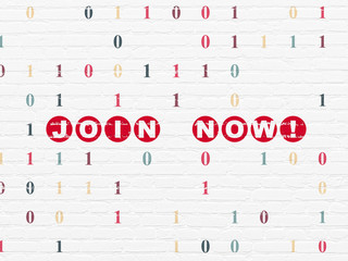 Social network concept: Join now! on wall background