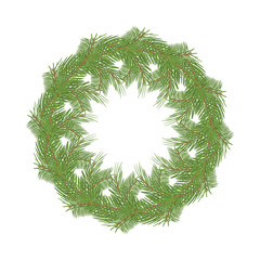 Christmas wreath of spruce branches.Vector illustration.