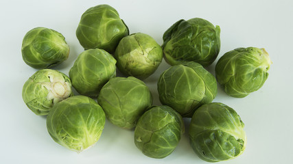 Brussels sprouts on plain white background