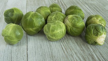brussel sprouts on wood table