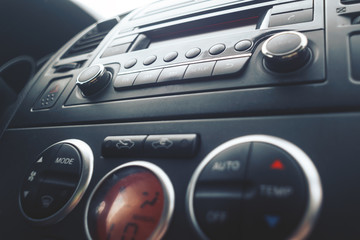 Fototapeta premium Interior view of car. car dashboard close up