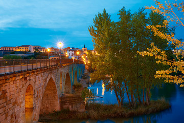 Fototapeta na wymiar Zamora Puente de Piedra bridge on Duero