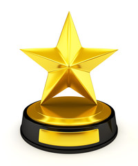 Golden star trophy - 3d render