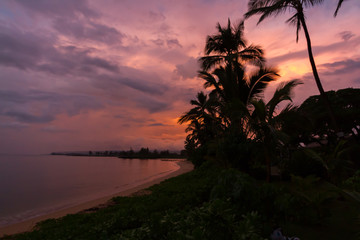 Sunrise on the beach on the north shore of Oahu Hawaii