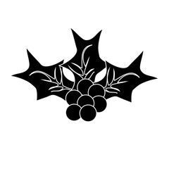 Christmas Mistletoe Silhouette Icon Symbol Design. Vector Christmas illustration isolated on white background. 