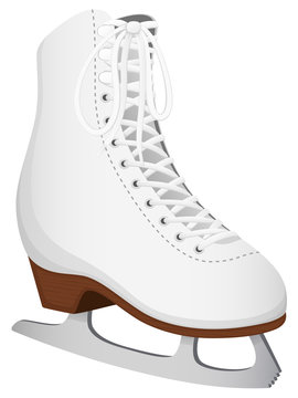 Vector illustration of a white leather ice skate.