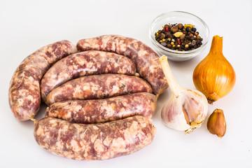 Crude Homemade Chicken Sausage Studio Photo