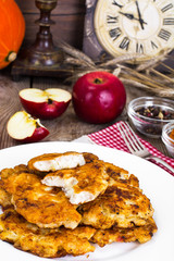 Grilled chicken schnitzel with apple