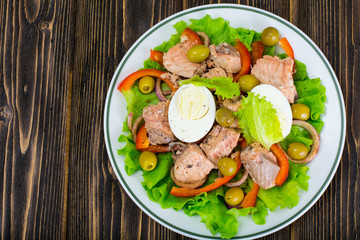 Fish salad with salmon and egg