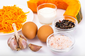 Pumpkin salad with boiled egg