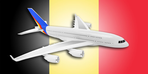 Plane and Belgium flag.