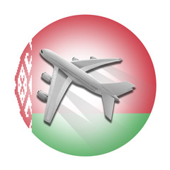 Plane and Belarus flag.