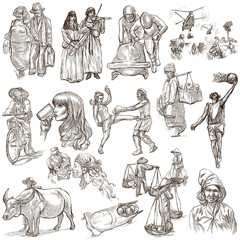 People - An hand drawn pack, coored line art