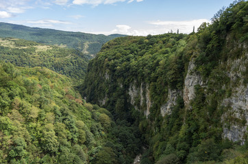 Fototapeta na wymiar View from viewpoint on Okatse Canyon near Kutaisi, Georgia, Europe
